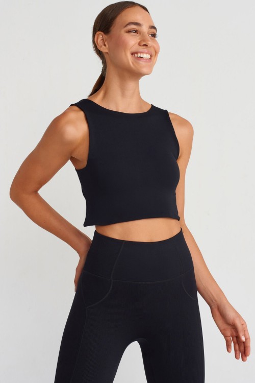Спортивная майка укороченная ассимметричная, Black