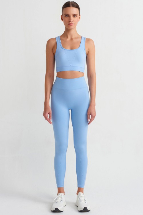 Леггинсы с ребристыми вставками, light blue